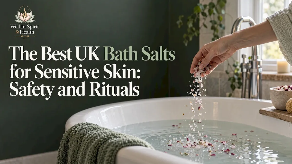 Hand adding mineral salts to bathwater