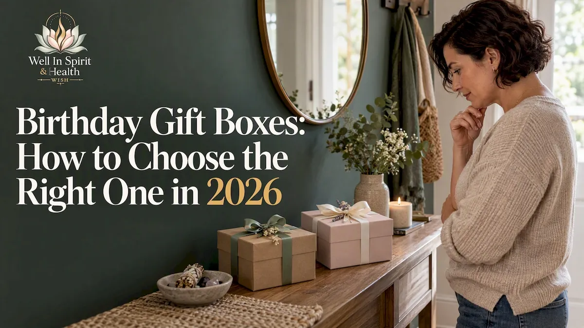 Gift buyer comparing two birthday gift boxes