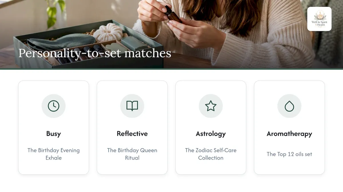 Four gift sets matched to recipient personalities