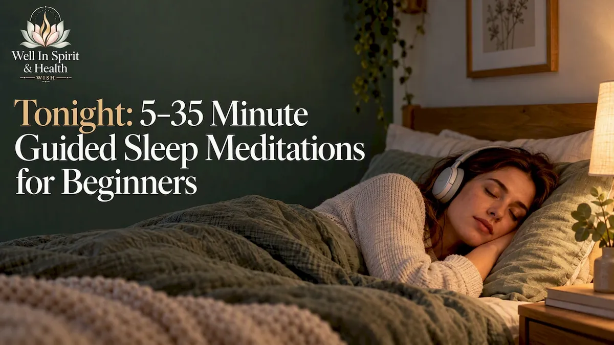Person listening to meditation in bed