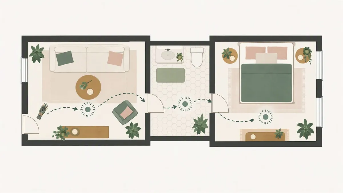 Room-by-room herbal cleansing sequence