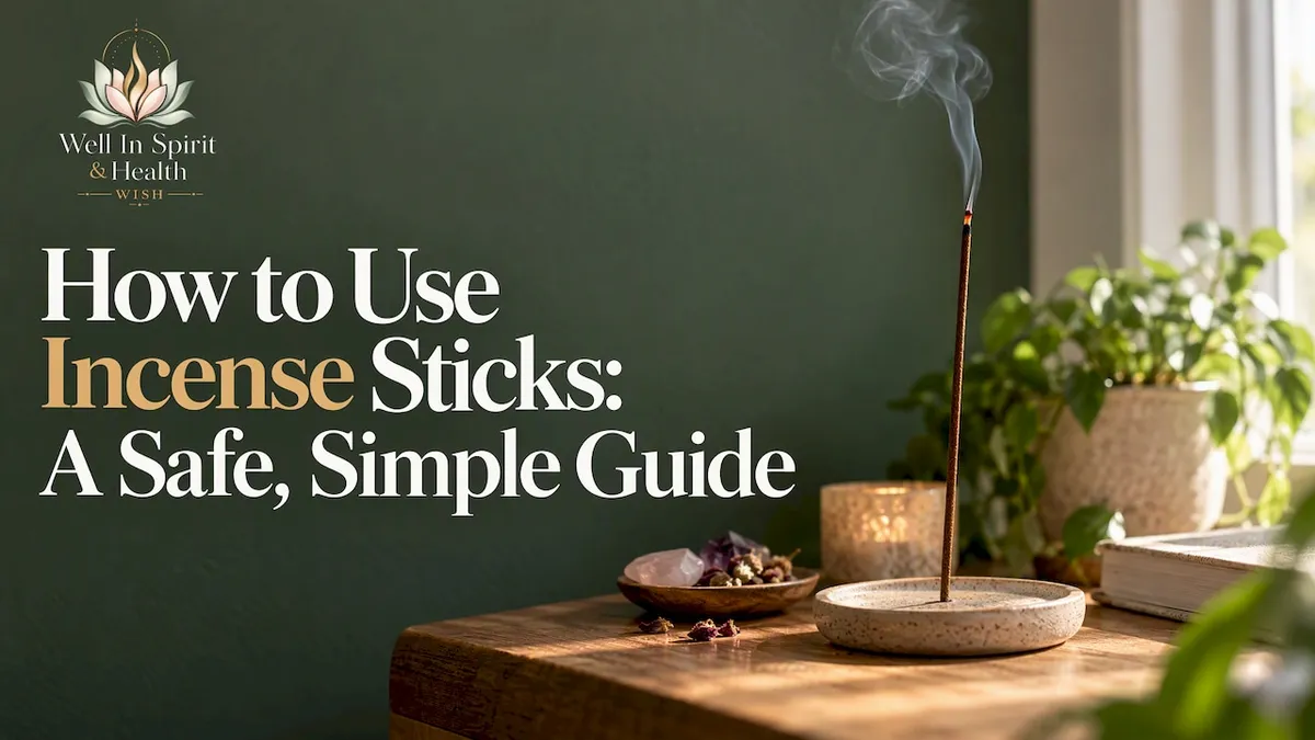 Incense stick burning in a stable holder
