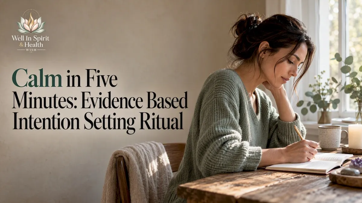 Woman writing intention during quiet ritual