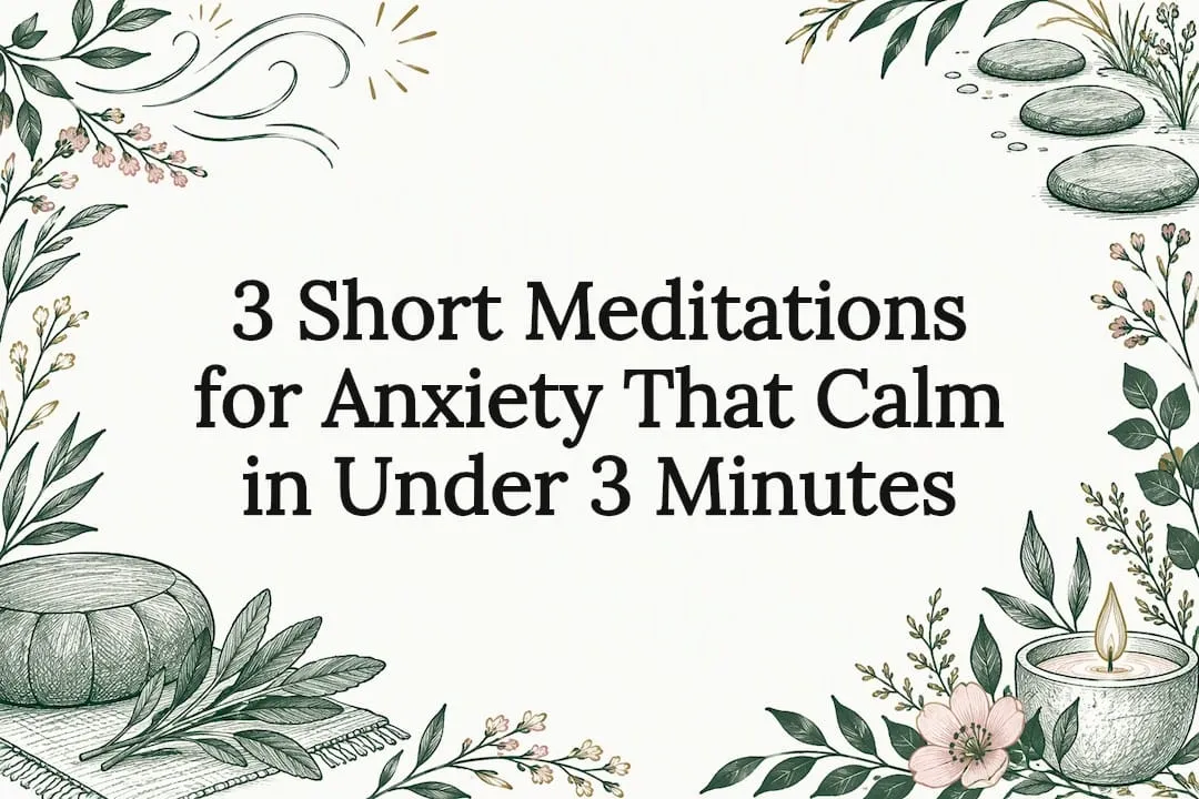 Decorative meditation title card illustration