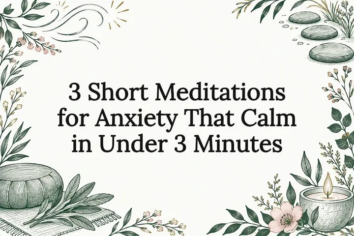 Decorative meditation title card illustration