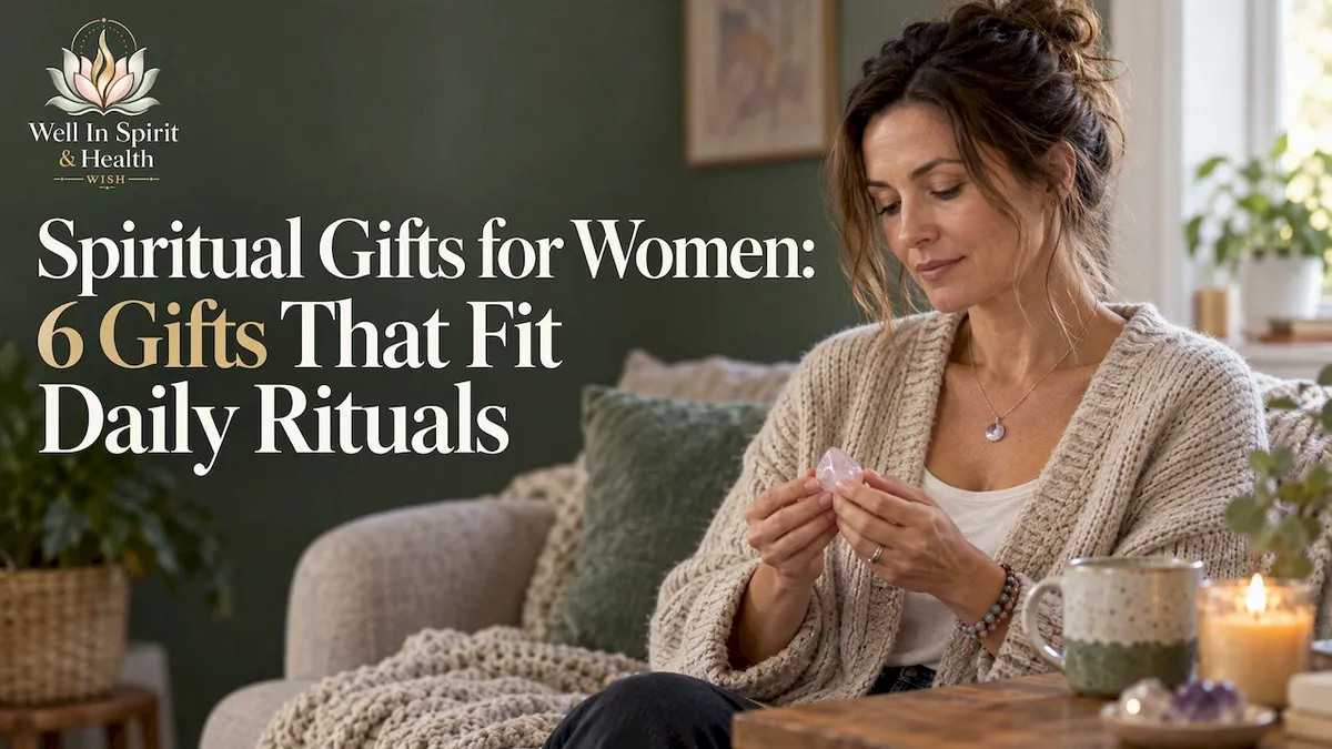 Woman holding a crystal during quiet reflection