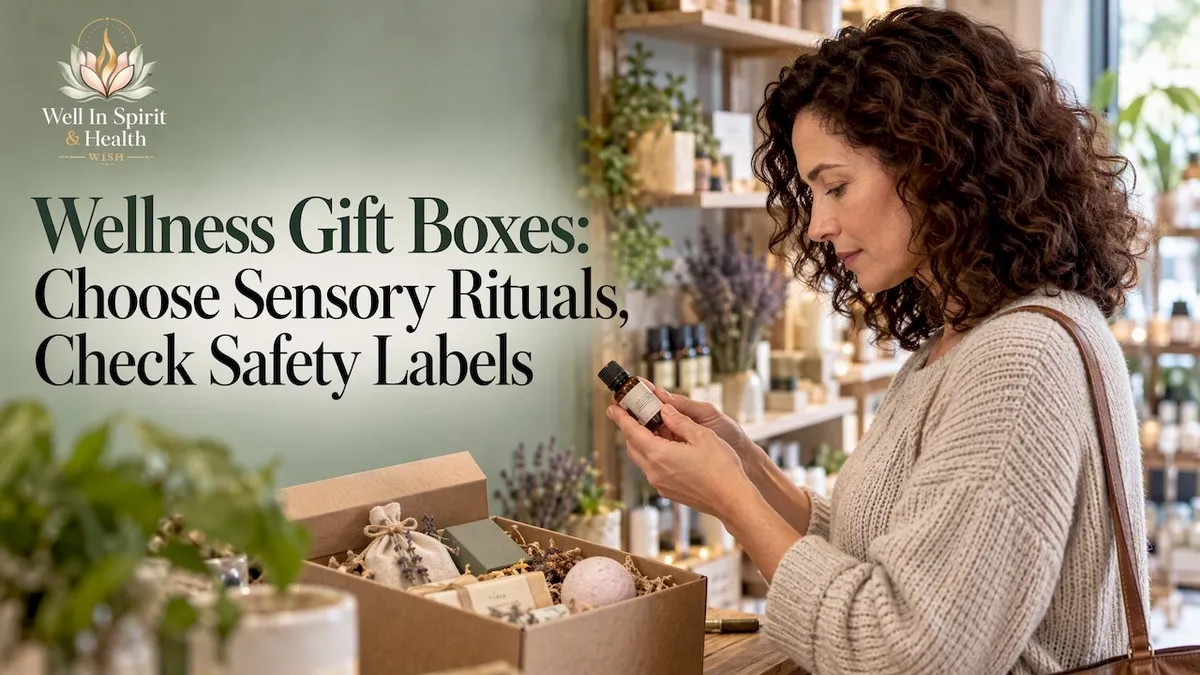 Gift buyer checking an essential oil label