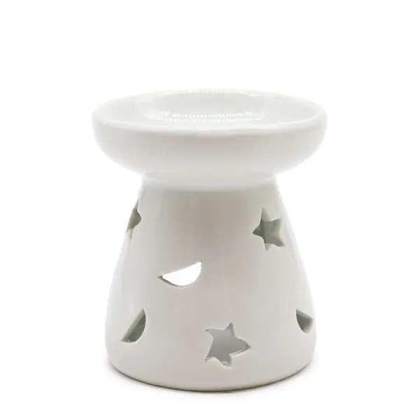 Sm Classic White Oil Burner - Moon & Star
