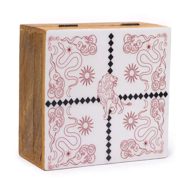 Hop Hare Big Enameled Square Box - Lion & Snakes
