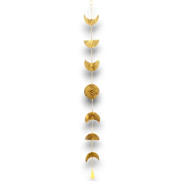 Indian Chimes - Brass Moon Phases Drop with Bell 25cm