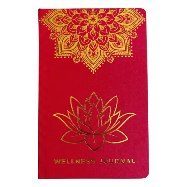 Red Wellness Journal - 120 pages - Golden Mandala and Lotus