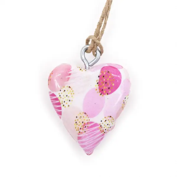 Small Decor Wood Heart - Pink Abstract