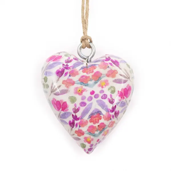 Lrg Decor Wood Heart - Pretty Floral