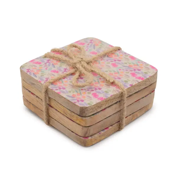Set of 4 Square Coasters - Pretty Floral