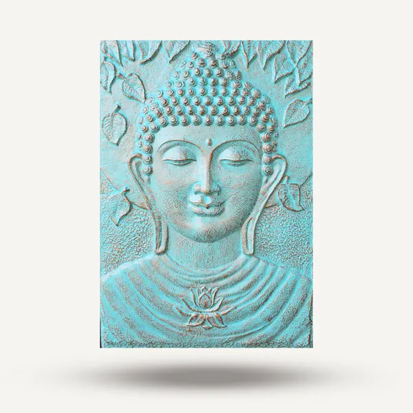 Large Buddha Iron Frame Turquoise Relief - 0.7x1m