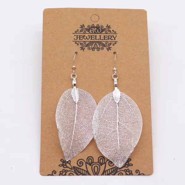 Earrings - Bravery Leaf - Silver