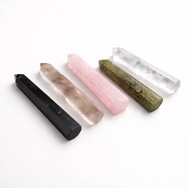 Gemstone Six Face Obelisk Point approx 11cm - Rose Quartz