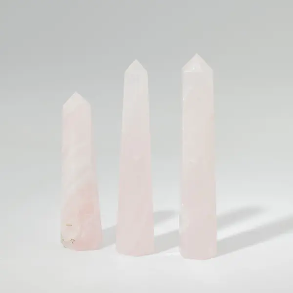 Gemstone Six Face Obelisk Point approx 11cm - Rose Quartz