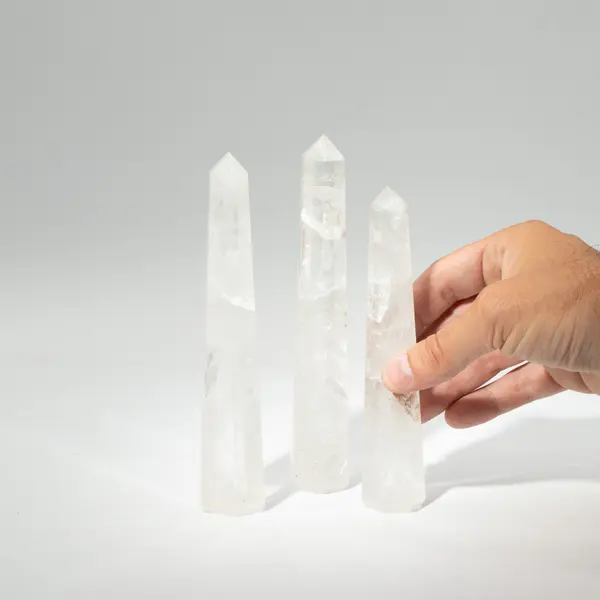 Gemstone Six Face Obelisk Poins approx 17cm - Rock Crystal