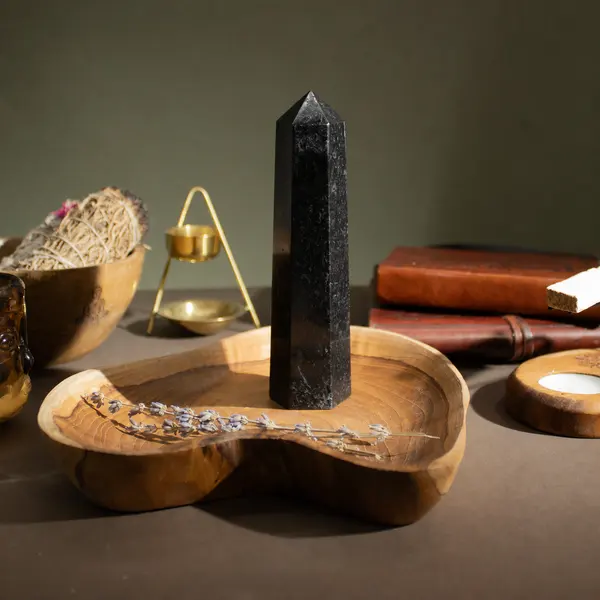 Gemstone Six Face Obelisk Point approx 17cm - Black Tourmaline