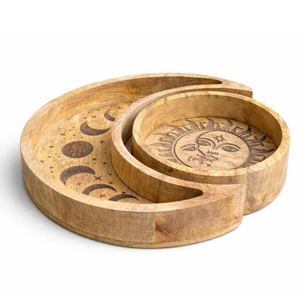 Moon Shaped Round Tray S/2