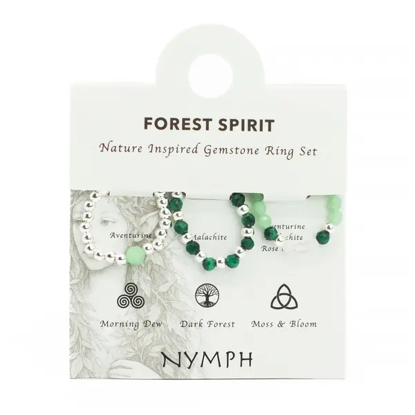 Nymph Spirit Gemstone Ring Set - Forest Spirit