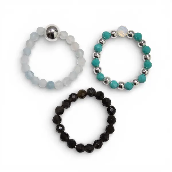 Nymph Spirit Gemstone Ring Set - Endless Ocean