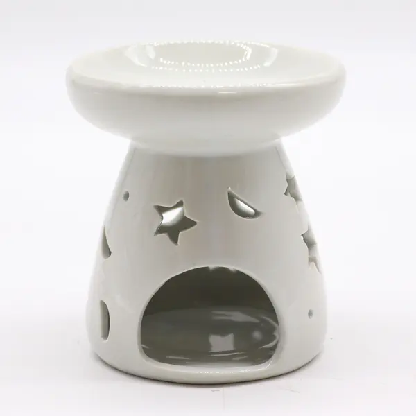 Lrg Classic White Oil Burner - Moon & Star
