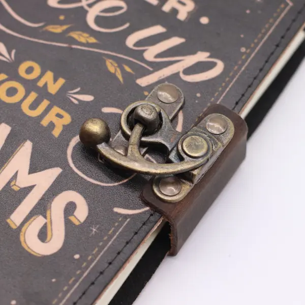 Leather Printed Notebook – Never Give Up On Your Dreams - 17.8×12.7 cm
