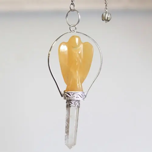 Angel Pendulum with Ring- Yellow Quartz