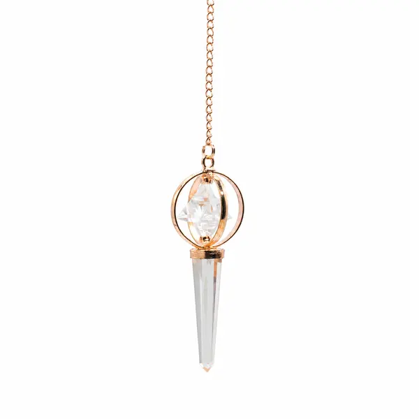 Stellar Gateway - Two Piece Spinning Merkaba Star in Copper Pendulum - Clear Quartz