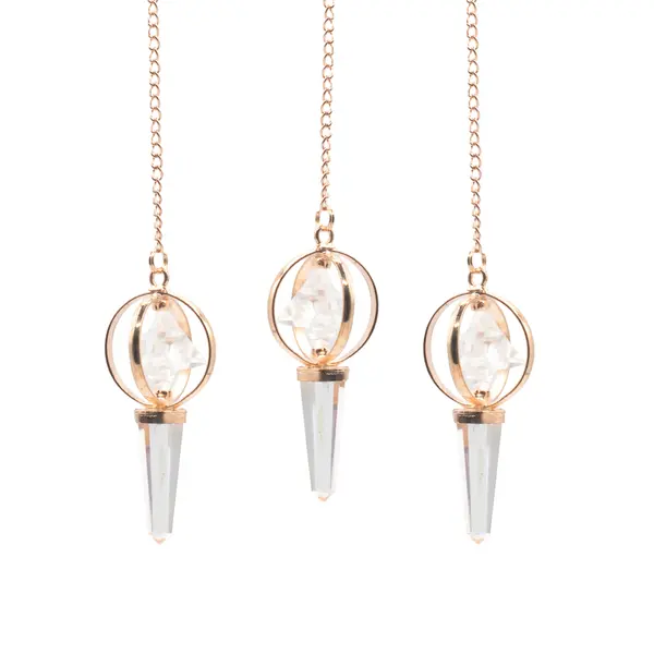 Stellar Gateway - Two Piece Spinning Merkaba Star in Copper Pendulum - Clear Quartz