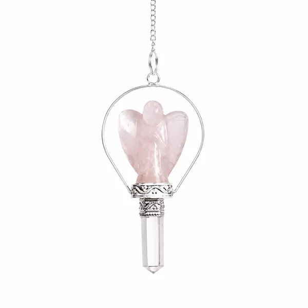 Angel Pendulum with Ring- Rose Quartz