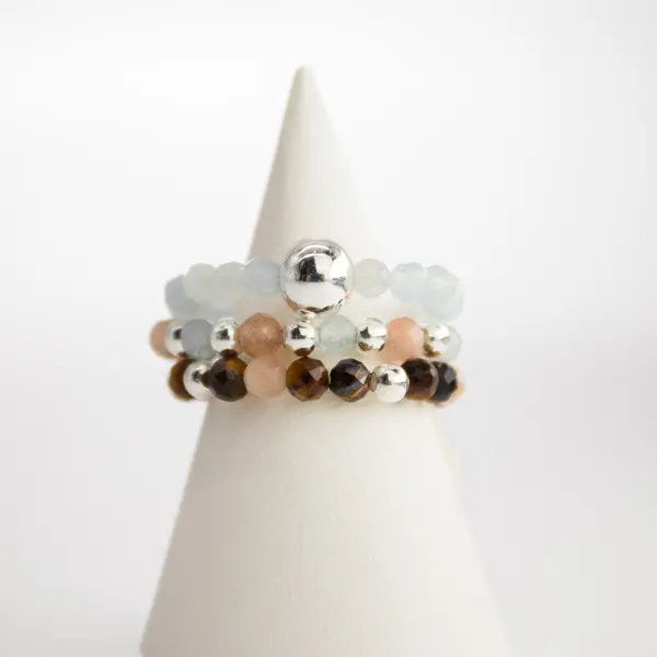Nymph Spirit Gemstone Ring Set - Sea Sunset