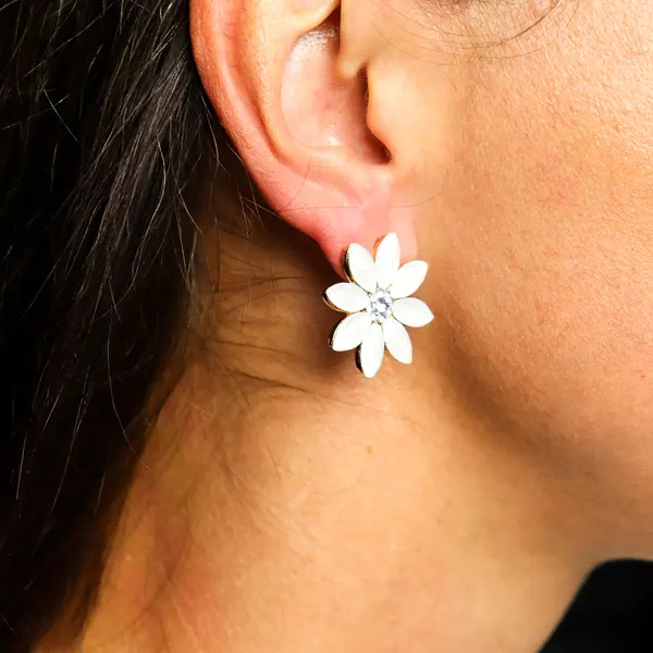 Pearl - Vintage Glass - Flowers - Earrings