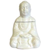 Sitting Buddha oil burner - white