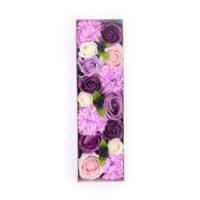 Soap flowers long box - lavender, rose, carnation