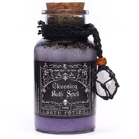Bath spell potion with rock crystal amulet