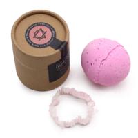 Bath bomb with rose quartz bracelet inside