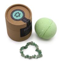 Bath bomb with aventurine bracelet inside
