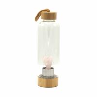 Crystal Infused Glass Water Bottle - Rejuvenating Rose Quartz - Angel
