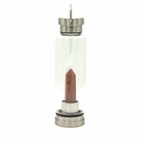 Crystal Infused Glass Water Bottle - Invigorating Red Jasper - Obelisk