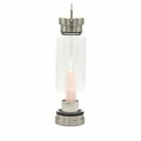 Crystal Infused Glass Water Bottle - Rejuvenating Rose Quartz - Obelisk