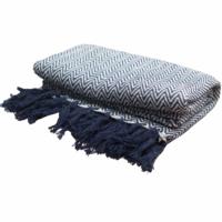 Boho Comfort Throws - Navy Zigzag