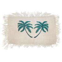 Linen Cushion Cover 30x50cm Palm Tree with Fringe
