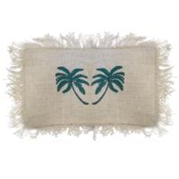 Linen Cushion Cover 30x50cm Palm Tree with Fringe
