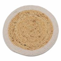 Natural Place Mat - Jute & Cotton 30cm - Ivory Border