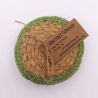 Natural Coaster - Jute & Cotton 10cm (set of 4) - Olive Boarder