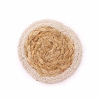 Natural Coaster - Jute & Cotton 10cm (set of 4) - Ivory Boarder