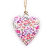 Painted wooden heart - Pretty Floral